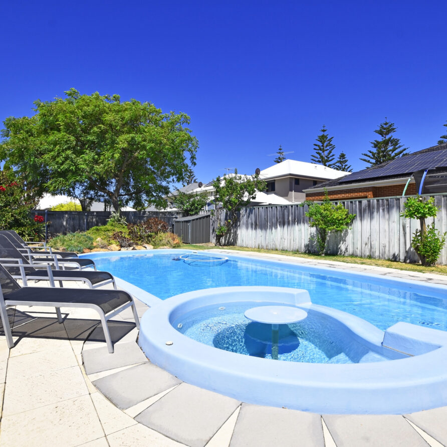 Sparkling below ground pool fence as per australian regulations  perth holiday stays Sparkling below ground pool fenced as per australian regulations