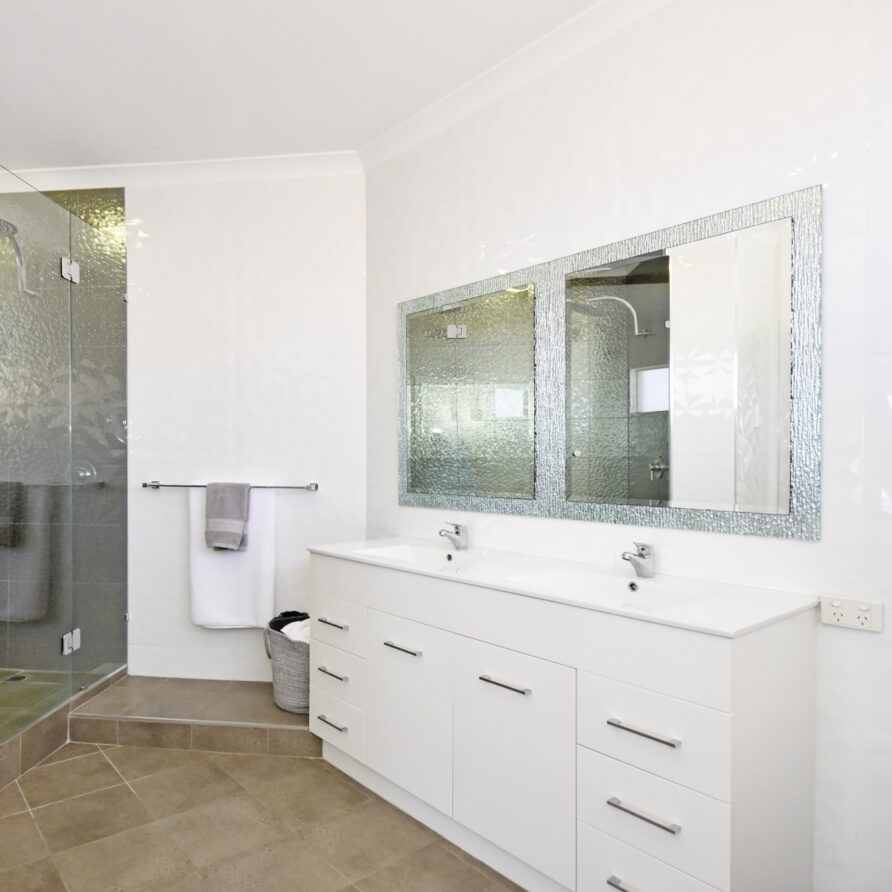 Large ensuite bathroom located on first level complete with double vanity large double shower and wc  perth holiday stays Large ensuite bathroom located on first level complete with double vanity large double shower and wc