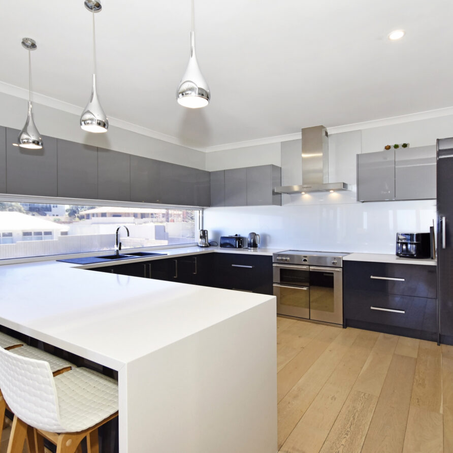 Large kitchen located on first level  perth holiday stays Large kitchen with dishwasher large fridge freezer and all the kitchen crockery you will need