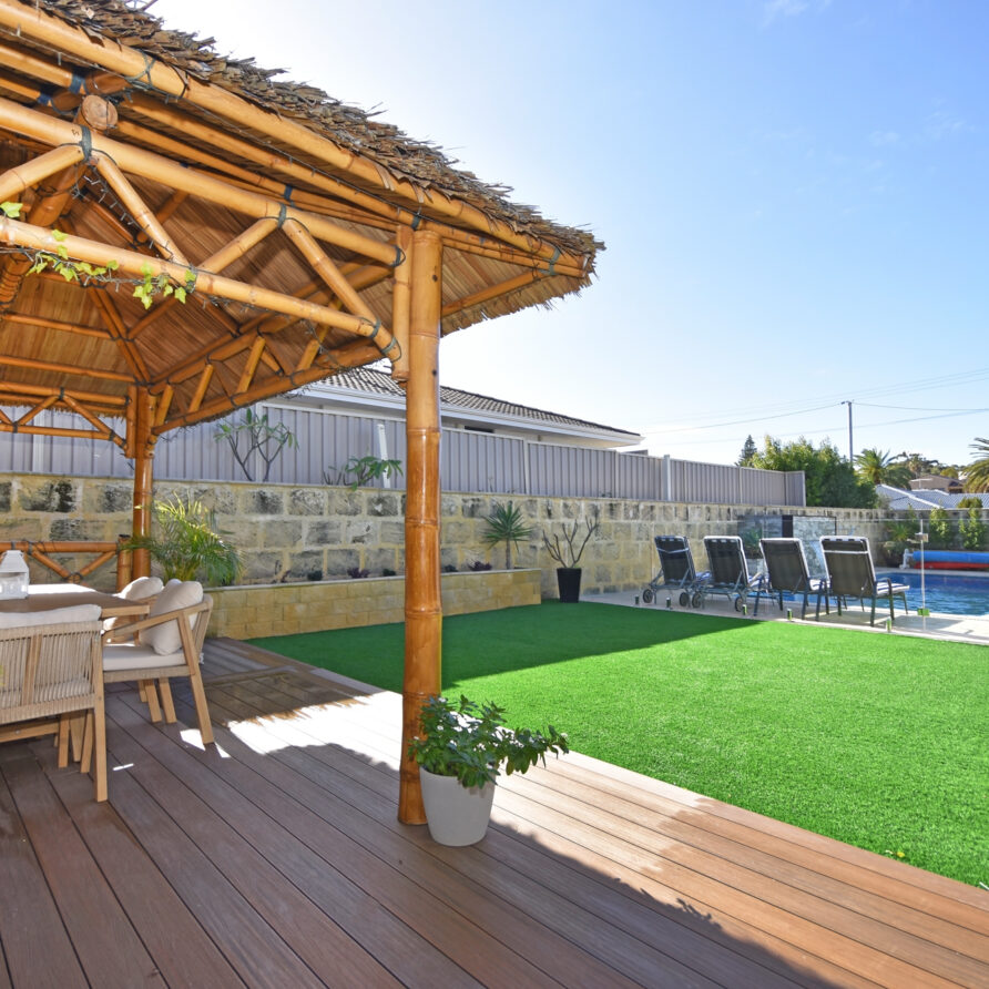 Bali style seating for your enjoyment  perth holiday stays