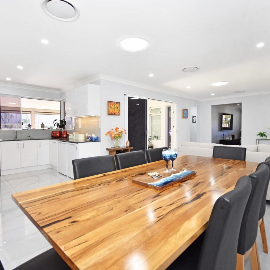 View from your dining area to the large modern kitchen  perth holiday stays